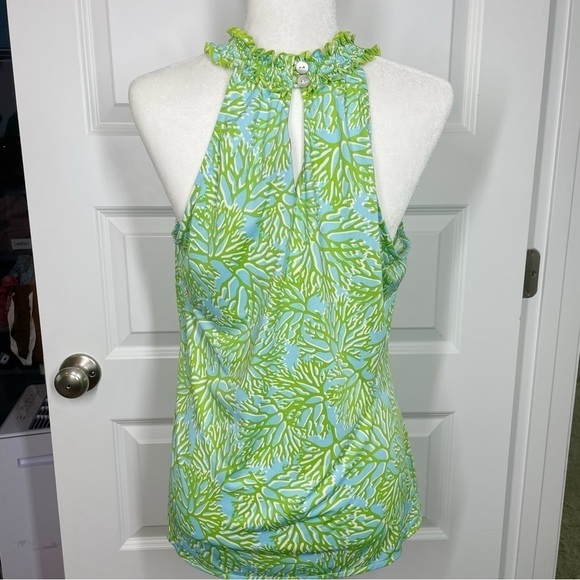 New Boutique La Mer Luxe Kiki Keyhole Top in Caroline Lime Bermuda - Picture 2 of 8